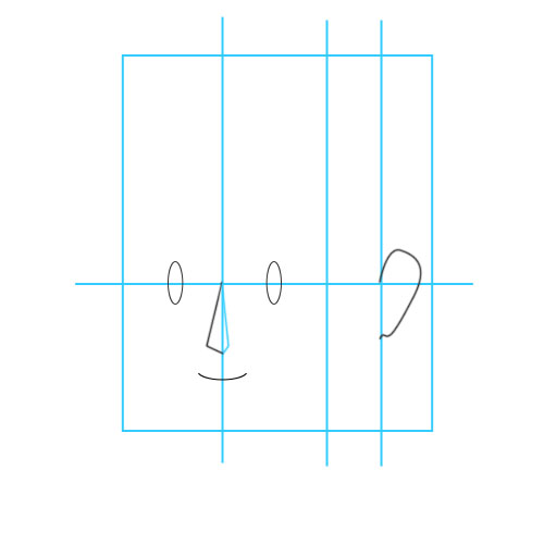 斜めの顔の下絵-07